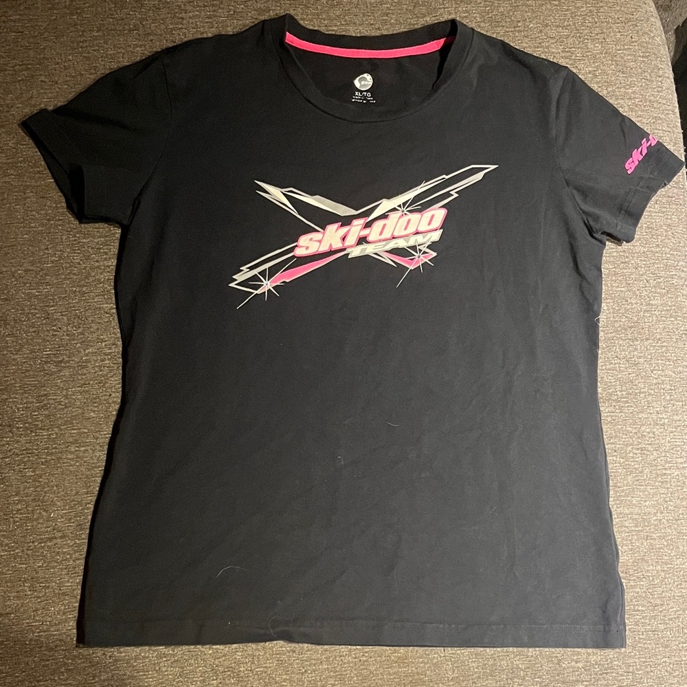 Women's Black and Pink Short Sleeve Tee